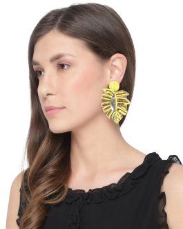 Yellow Artificial Leaf Shaped Drop Earrings