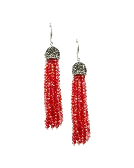 Women Red Contemporary Jhumkas Earrings