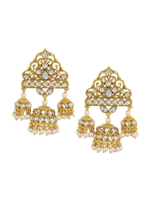 Gold-Plated Dome Shaped Jhumkas - Image 2