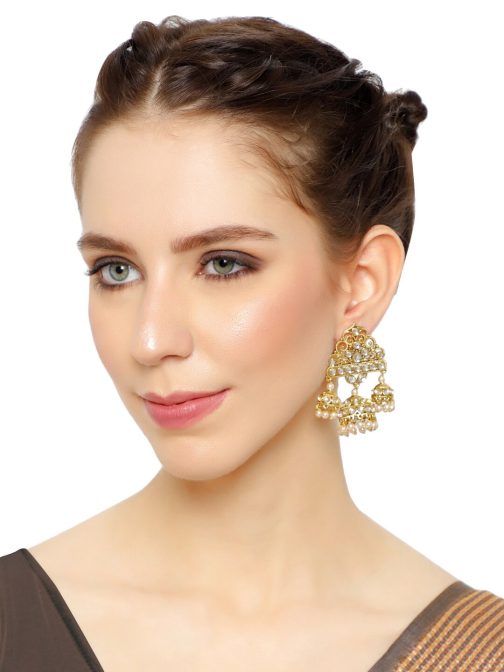 Gold-Plated Dome Shaped Jhumkas - Image 4