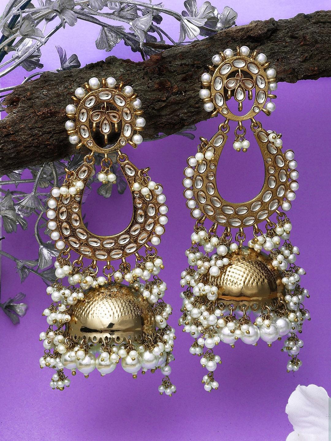 Buy Shining Diva Gold-Toned Dome Shaped Jhumkas Online at Best Price |  Distacart