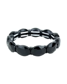 Black Stone-Studded, Bangle-Style Bracelet