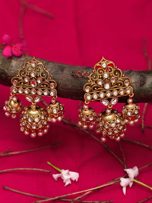 Gold-Plated Dome Shaped Jhumkas