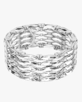 Silver-Plated White Stone-Studded Bangle-Style Bracelet