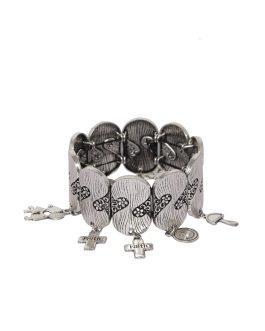 Silver-Toned Elasticated Charm Bracelet