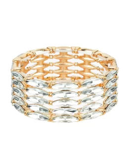 White Stone-Studded Bangle-Style Bracelet
