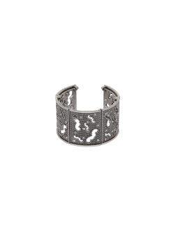 Silver-Toned Textured Cuff Bracelet