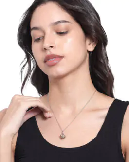 Mali Fionna Silver-Plated Circular-Charm Pendant With Chain