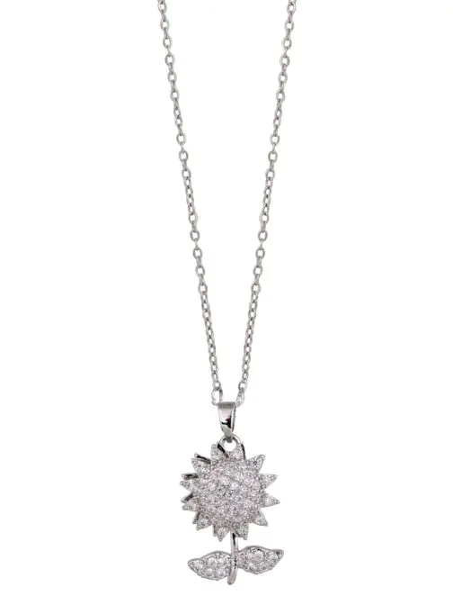 Mali Fionna Silver-Plated Stone Studded Pendant With Chain - Image 2