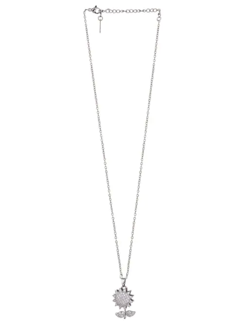 Mali Fionna Silver-Plated Stone Studded Pendant With Chain - Image 3