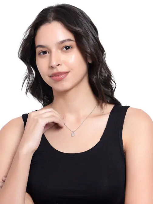 Mali Fionna Silver-Plated Stone Studded Minimal Necklace - Image 4