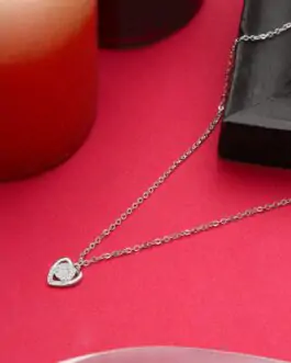 Mali Fionna Silver-Plated Artificial Stone Studded Pendant With Chain