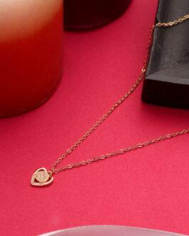 Mali Fionna Gold Plated Stone Studded Heart Shaped Pendant With Chain