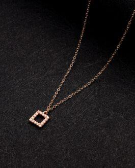 Mali Fionna Gold-Plated Stone-Studded Square-Charm Pendant With Chain