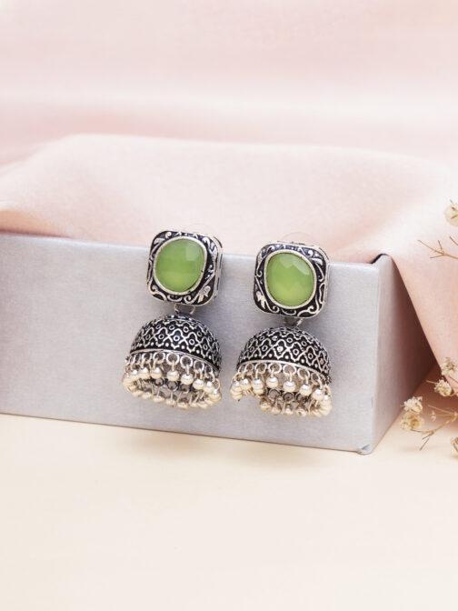 Mali Fionna Oxidised Jhumka Earrings