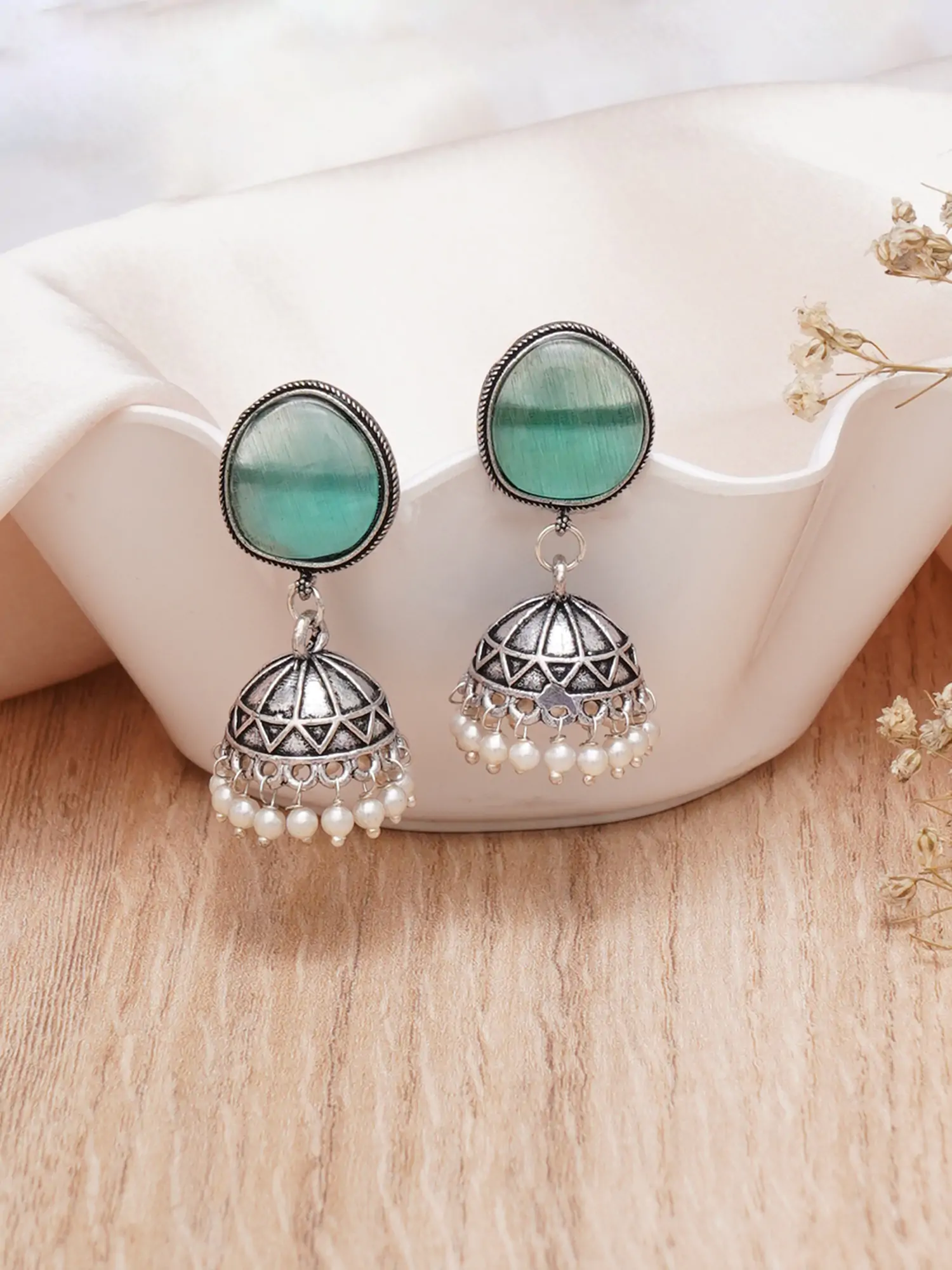 Buy Dome shaped Crystal earrings Online | Bijoux by Priya
