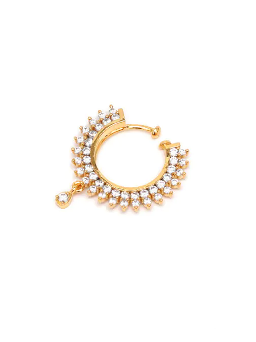 Mali Fionna Gold-Plated Stone-Studded Nose Ring - Image 4