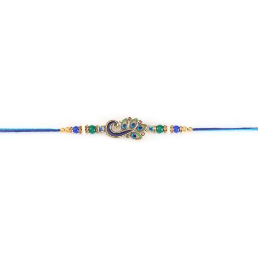 Mali Fionna Beaded Peacock Thread Rakhi - Image 4