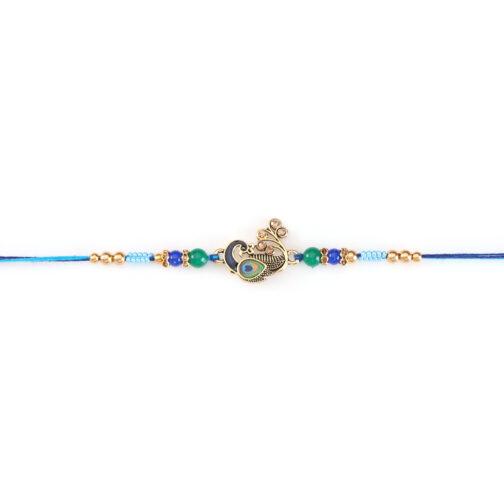 Mali Fionna Beaded Peacock Thread Rakhi - Image 4