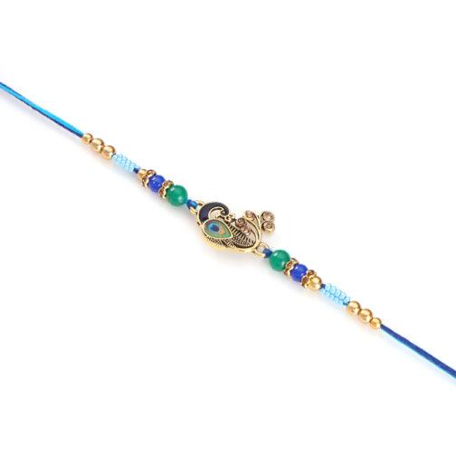 Mali Fionna Beaded Peacock Thread Rakhi - Image 5