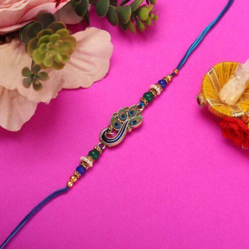 Mali Fionna Beaded Peacock Thread Rakhi