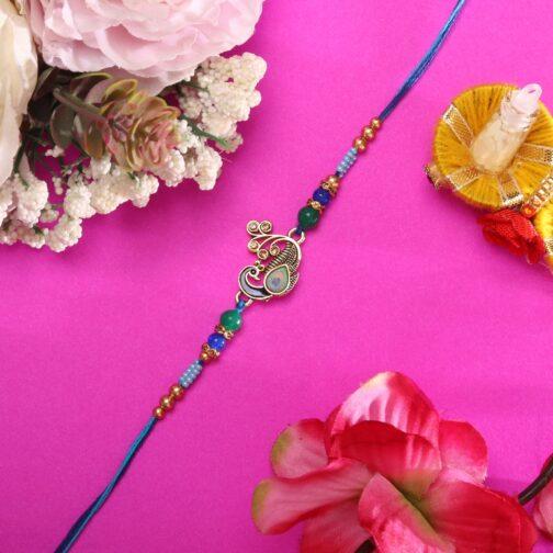 Mali Fionna Beaded Peacock Thread Rakhi