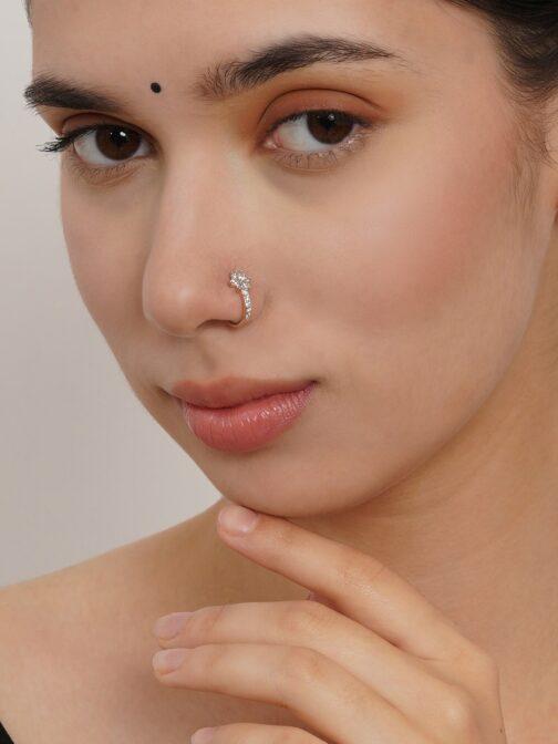 Mali Fionna Set Of 4 Gold-Plated Stone Studded Nose pin - Image 3